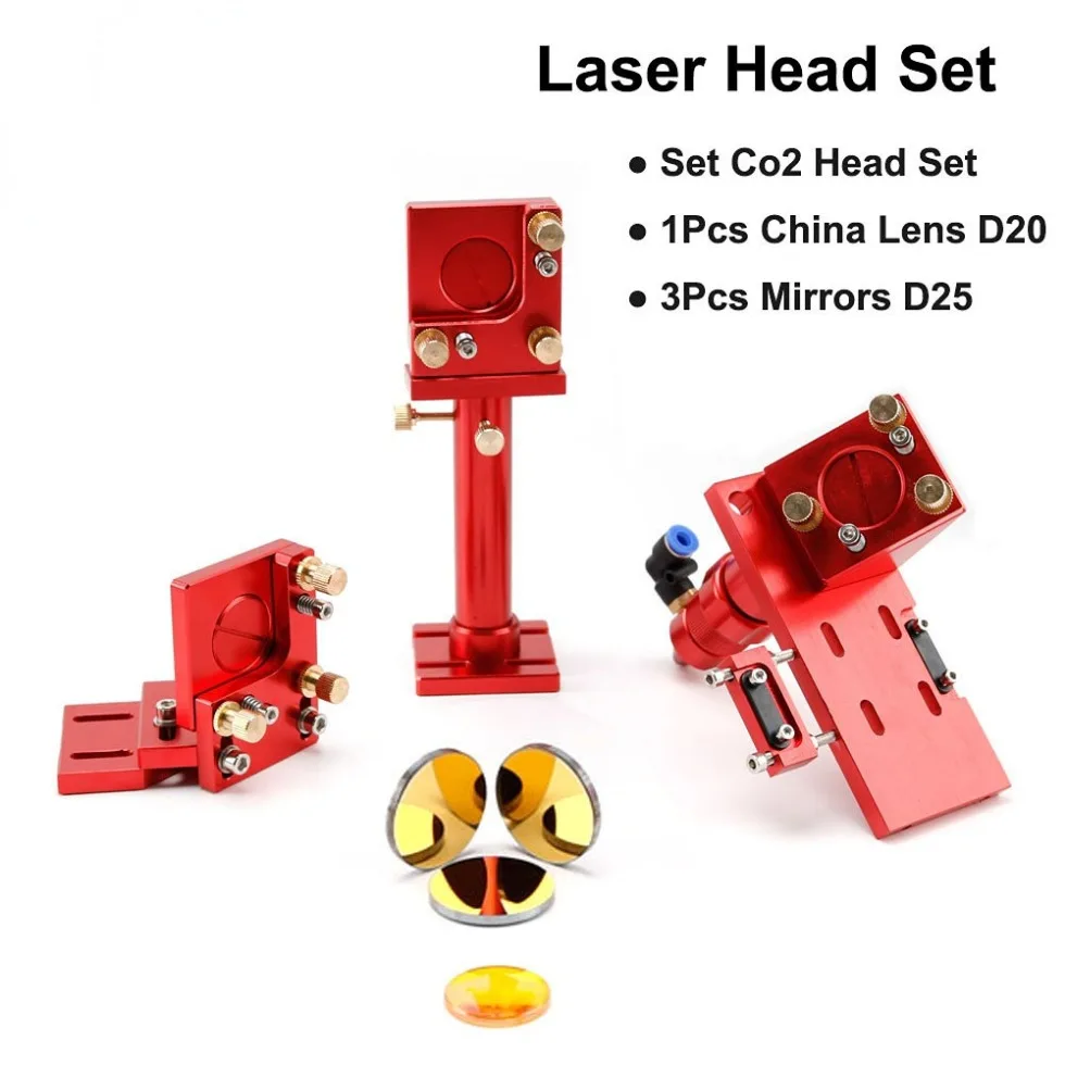 CO2 레이저 헤드 세트 키트, 직경 20mm ZnSe 초점 렌즈 1 개, 직경 25m Mo Si 미러, 25mm CO2 레이저 헤드 세트, 렌즈 3 개