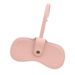 Portable Leather Sunglasses Pouch with Lanyard for Versatile Eyewear Storage (Pink)
