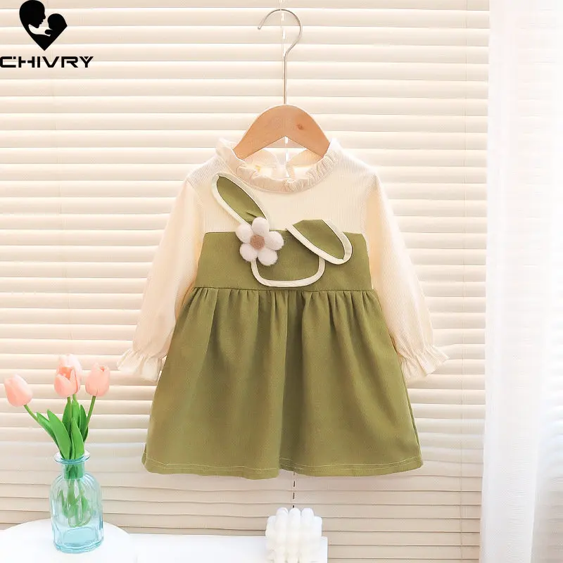 

Girls Princess Dress New 2023 Spring Summer Baby Girl Sweet Flower Cartoon Rabbit Long Sleeve Fashion Dresses Kid Casual Clothes