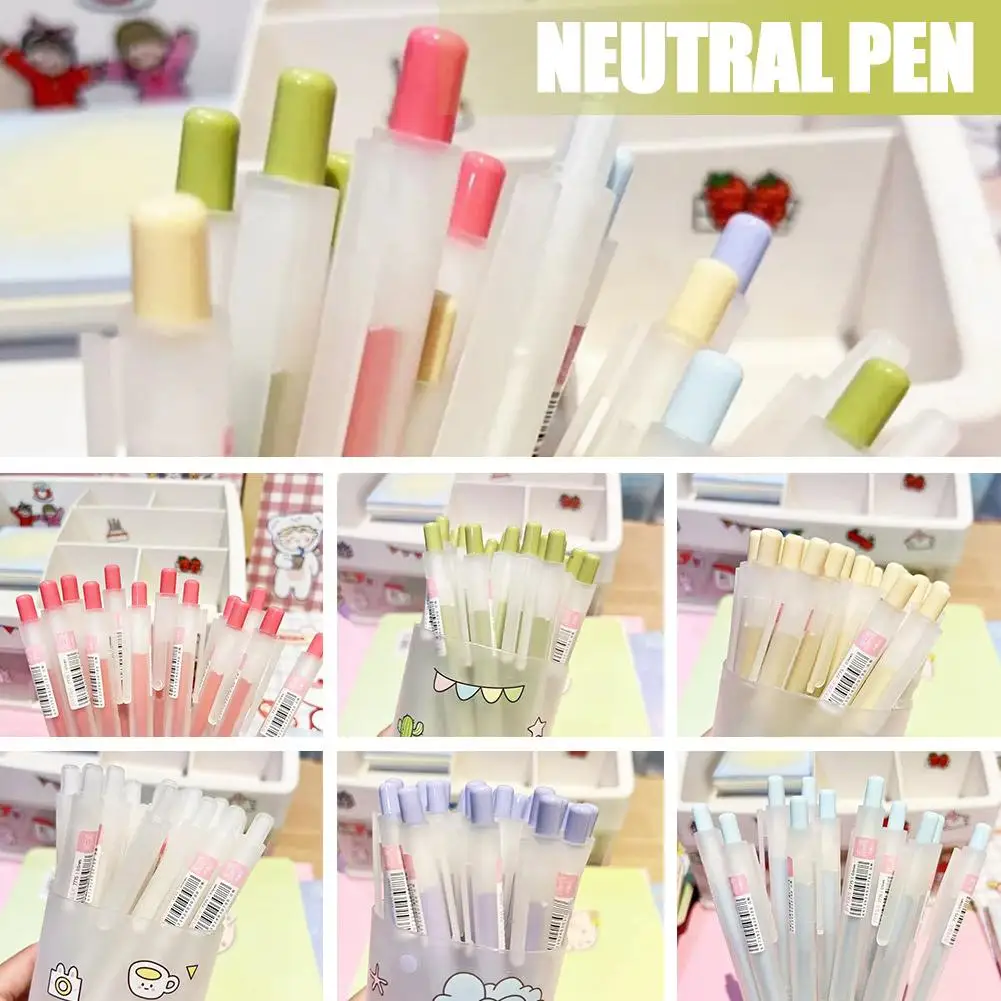 

1Pcs Candy Color Cute And Simple Matte Carbon Pen Black Pen Neutral Pen Brush Signature Question Signature Student Pen Pen E4V8