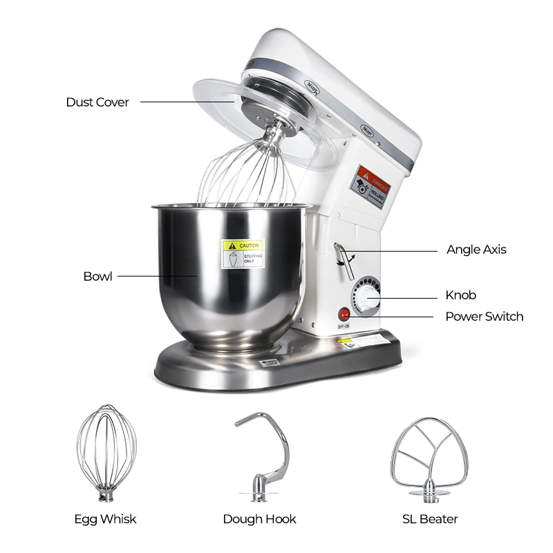 500w Multi-function 5L 7L 10L 15L Food Mixer Top Chef Stand Mixer Food Processor Commercial