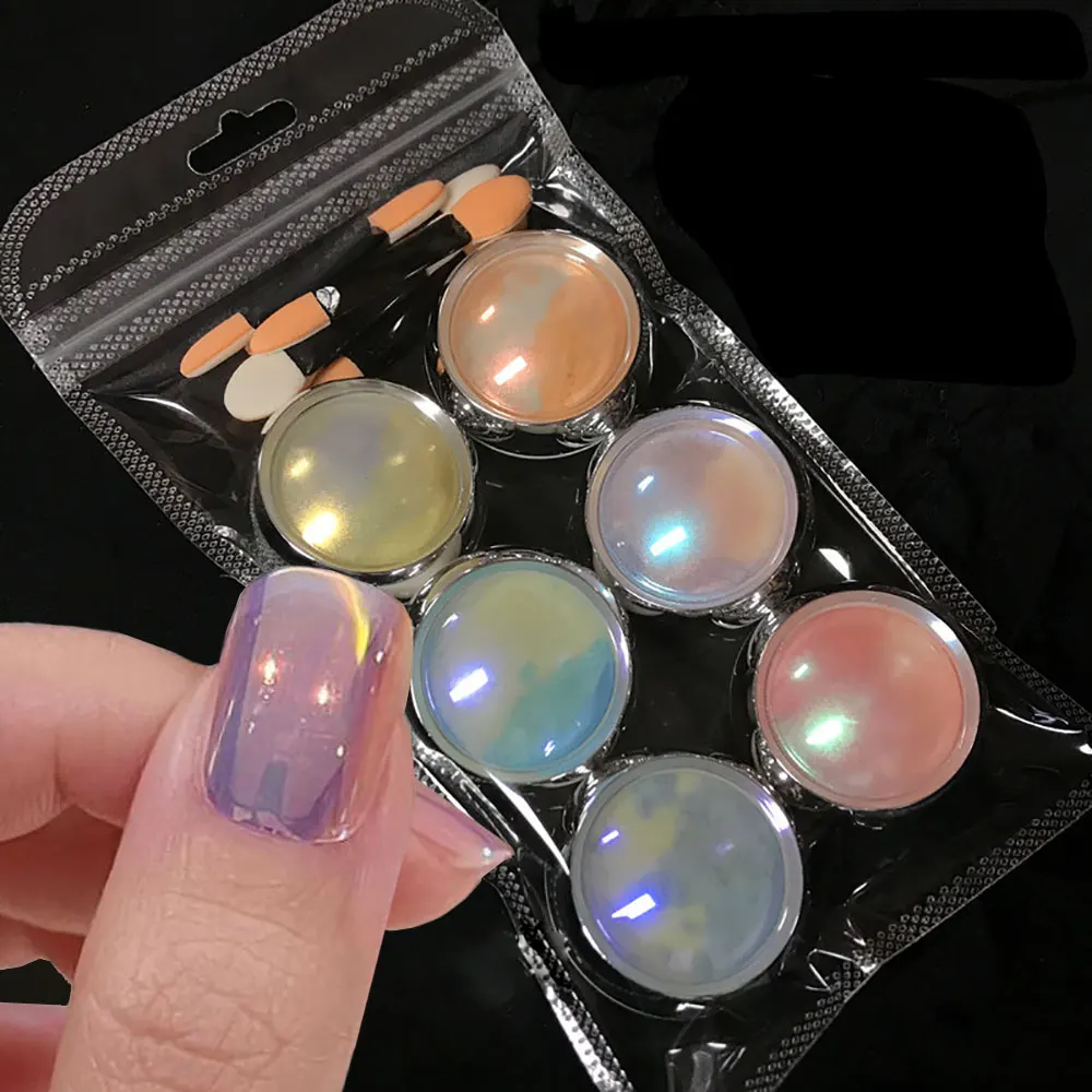 Nail Arts Chrome Aurora Powder Magic Mirror Fairy Pigment Per Nail Gel Polish Aurora Mermaid Nail Powder Chameleon Chrome Dust