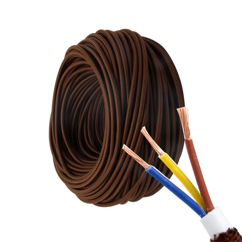 3 Core 0.75mm2 Fabric Cloth Covered Cable Vintage Light Cord 3 Wire  Electrical Wire Textile Flexible Power Cord - Electrical Wires - AliExpress
