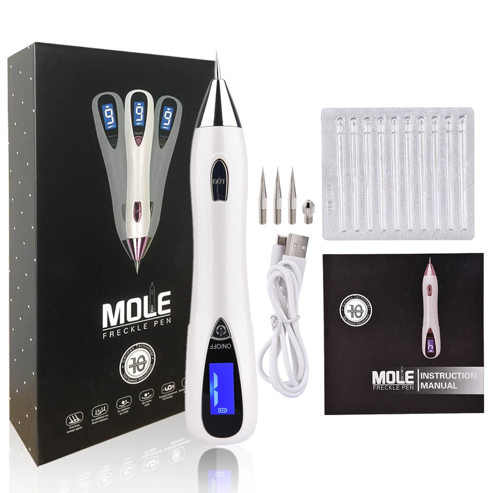 Laser Mole Tattoo Freckle Removal Pen LCD Professional Led Light Sweep Spot Wart Corn Dark Remover 9 Speed Skin Care Needle Tool
