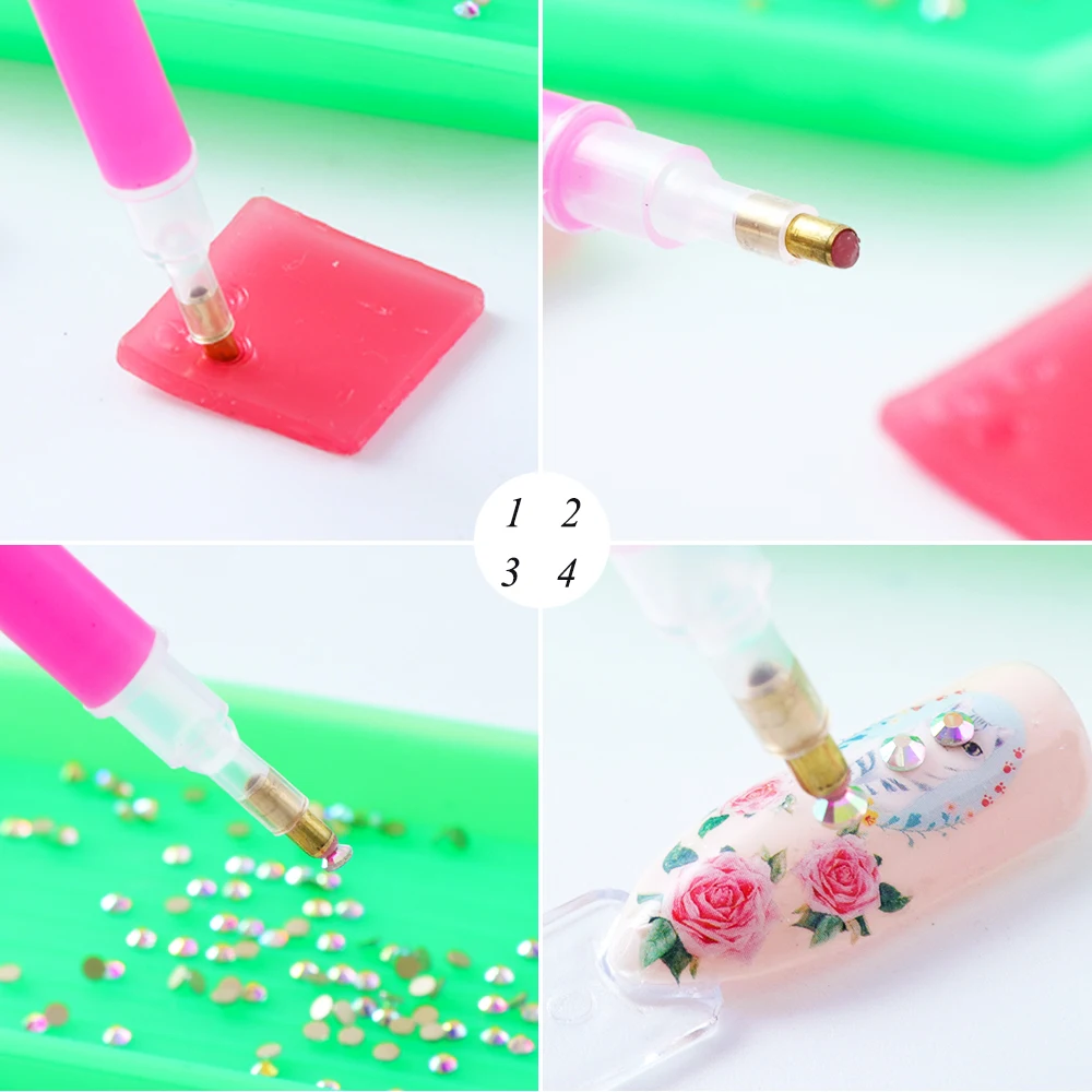 Nail Paste Sticker Mud Rhinestone Diamond Painting Picker Clay Drawing Dotting 1 Set DIY Nail Art Manicure Salon Tools nail art tools,nail art picking tools,rhinestone picker pen,rhinestone picking tool