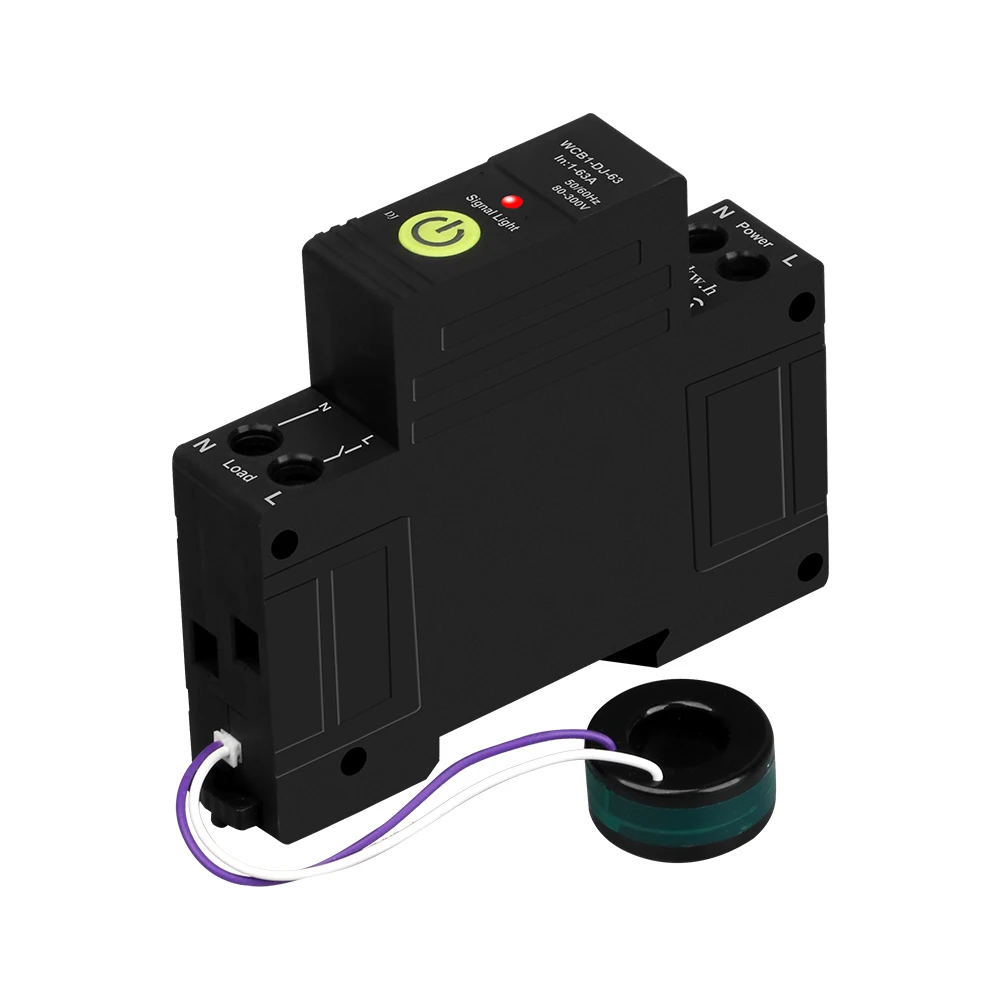 

TUYA WIFI Smart Circuit Breaker C220V 63A WCB1-DJ-63 Power Metering Energy Meter Temperature Leakage Protection Timer Switch