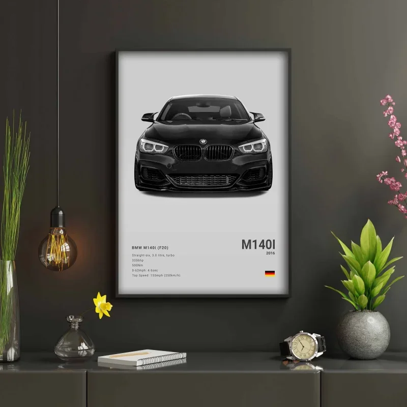 Black & White Supercar Canvas Print 2