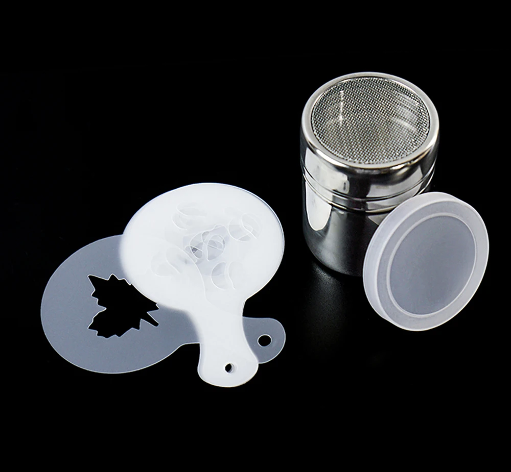 Description Picture 4 of item16PCS Plastic Cafe Foam Template Barista Stencils Mold Coffee Art Needles Stainless Steel latte Garland Needle Powder Sprinkle