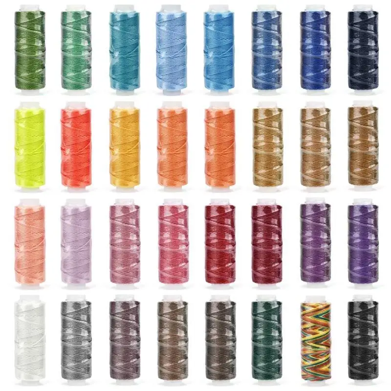 Description Picture 4 of item0.65mm Leather Waxed Thread Cord For DIY Handicraft Tool Hand Stitching Thread 25 Meters Round Waxed Sewing Line 32 Colors