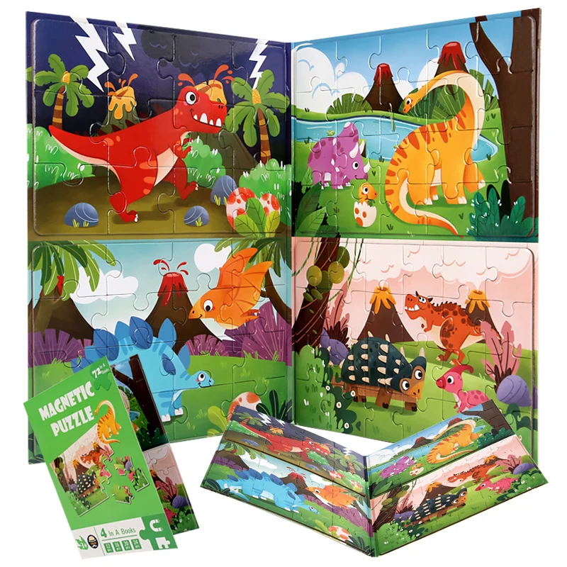 

Детские игрушки Монтессори, магнитная развивающая книга 4 в 1, фруктовое животное, морской динозавр, Когнитивная игра-головоломка для раннего развития
