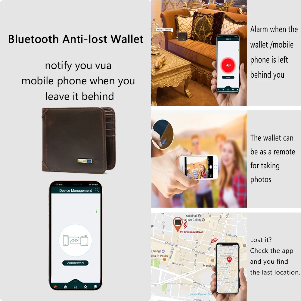 Smart Wallet with Built-in GPS Tracker and Camera – Stylish Gadget and Card Holder Gift