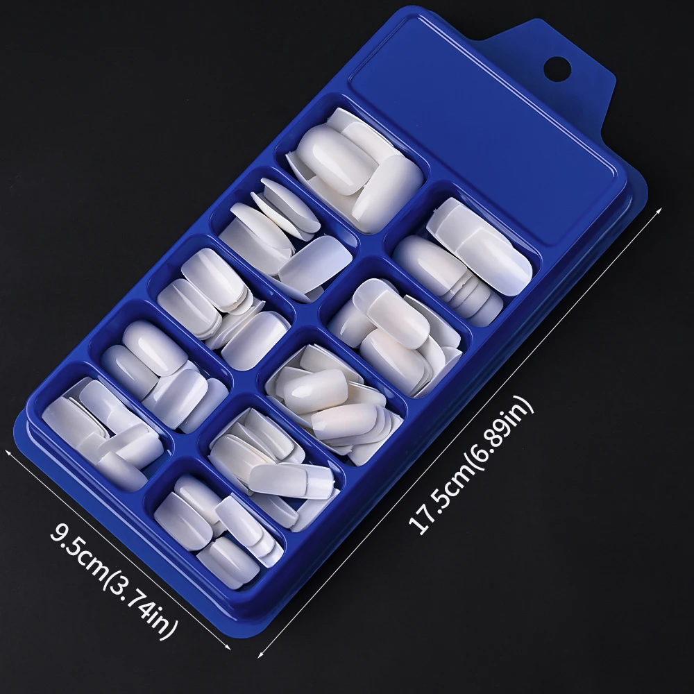 100pcs 밀크 화이트/핑크 스퀘어 짧은 라운드 틀린 손톱 전체 커버 아크릴 가짜 손톱 손톱에 부드러운 재사용 가능한 프레스 가짜 손톱