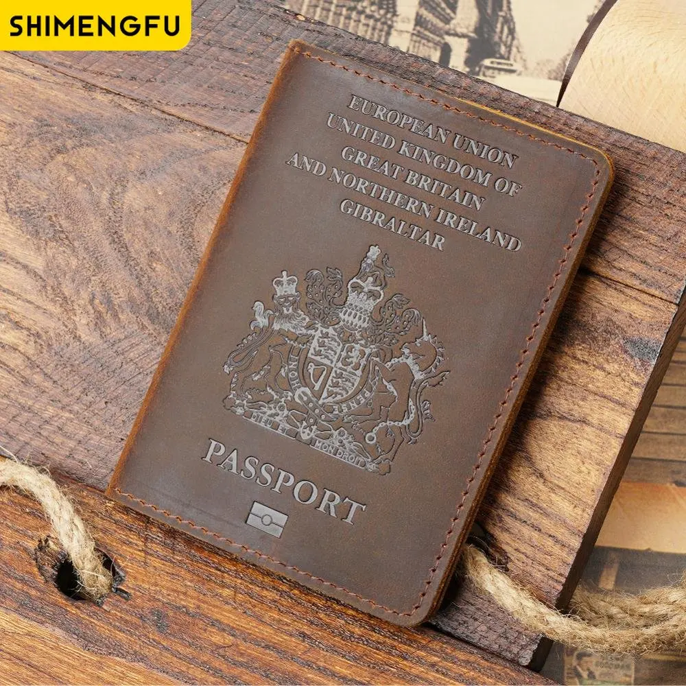 RetroGenuineLeatherPassportHolderCoverofBlueBritishPassport