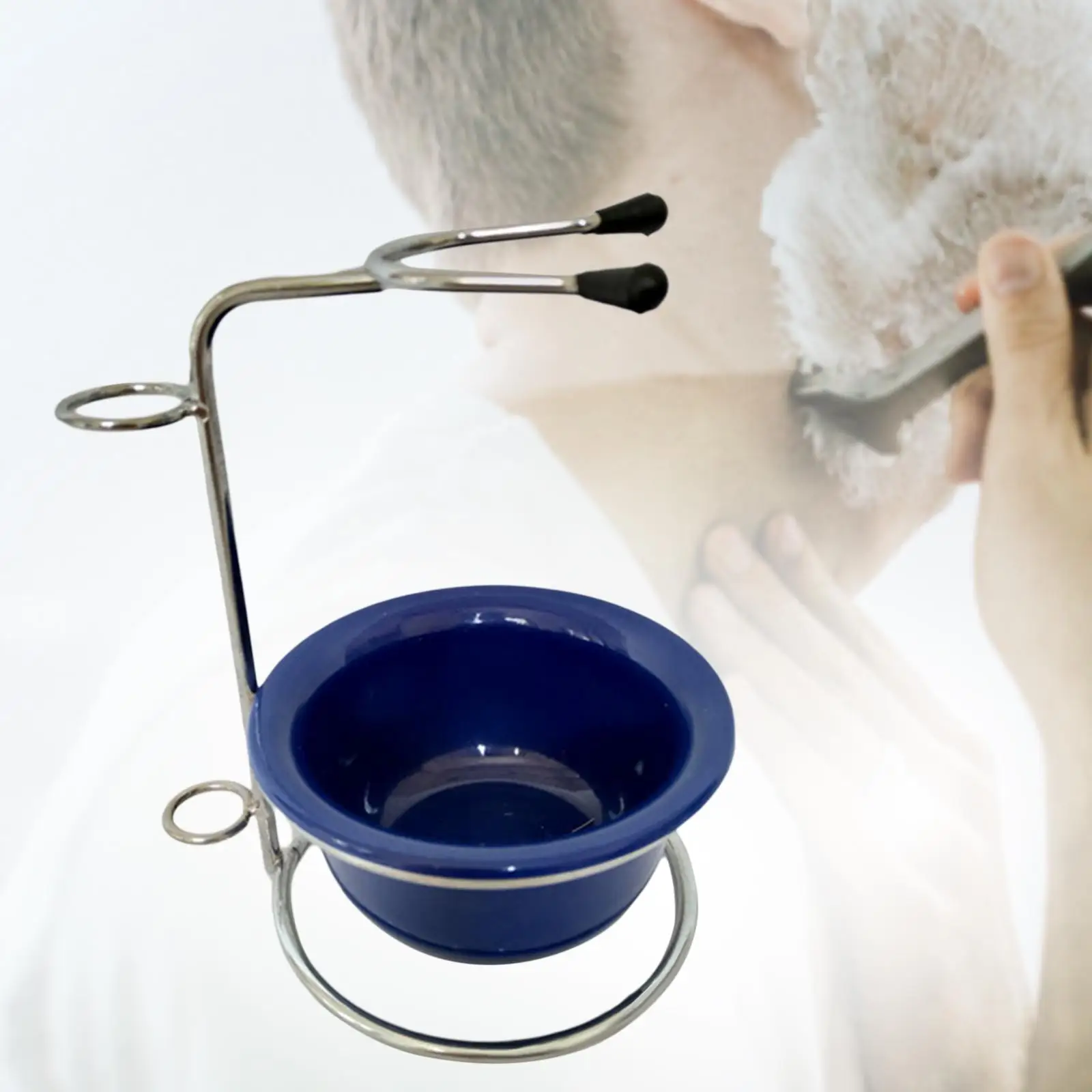 Male Facial Cleaning Tools Shaving Brush Stand with Bowl, Beard Care Cleaning Wet Shaving Kits for Barber Shop Hotel