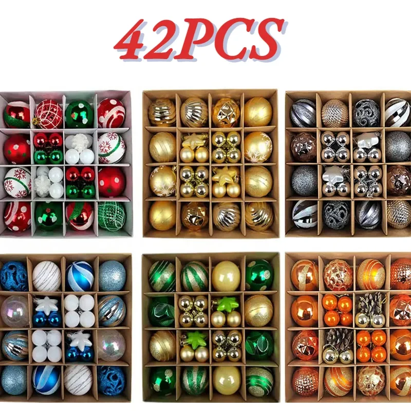 

Christmas Tree Balls 42pcs 6cm 3cm Big Christmas Ball Multicolor Ball Decorations Christmas Tree Ornaments Set for Home Party