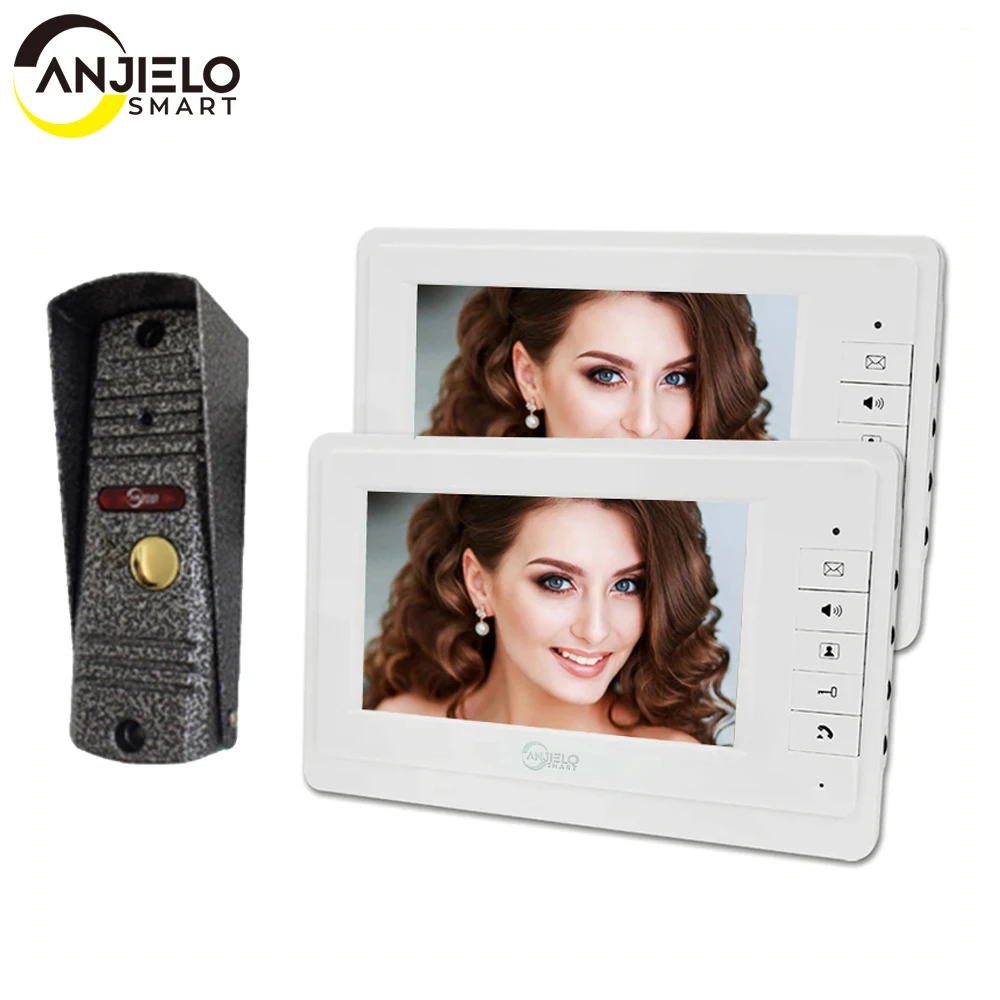 

7'' Color Wired Video Door Intercom Wireless video Monitor System Indoor Doorbell Camera IR Night Vision for Home Security