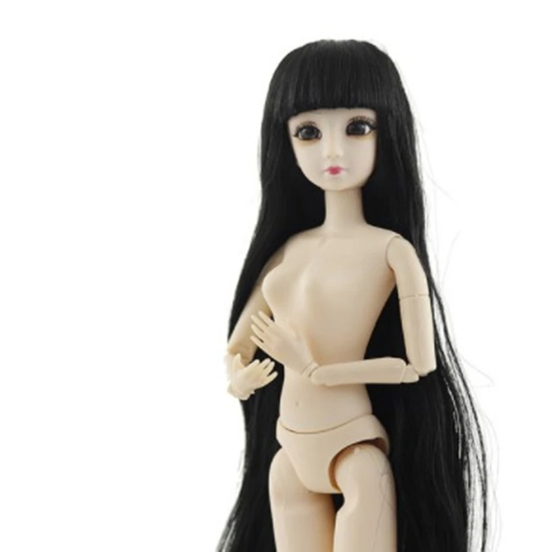 30cm Doll Accessories Head for 1/6 BJD Dolls Ball Joint Doll Head with 3D Eyes Purple/ Gray Hair Blue Eyes Dolls Toy for Girls 6