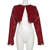 Women O Neck Long Sleeve PU Faux Leather Cropped Jackets Punk Grunge Casual Coats 2024 Spring Fall Harajuku Y2K Clothes 5