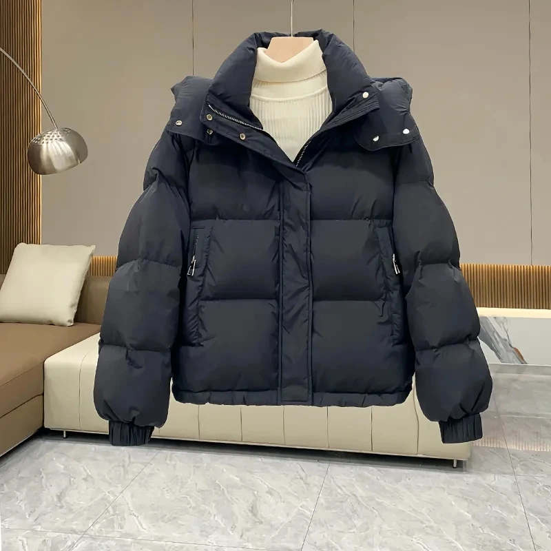 Autumn Winter New Down Cotton Jacket Women's Korean Cotton-Padded Thicken Warm Hooded Parkas Short Coat Female Casual Ladies Top 4