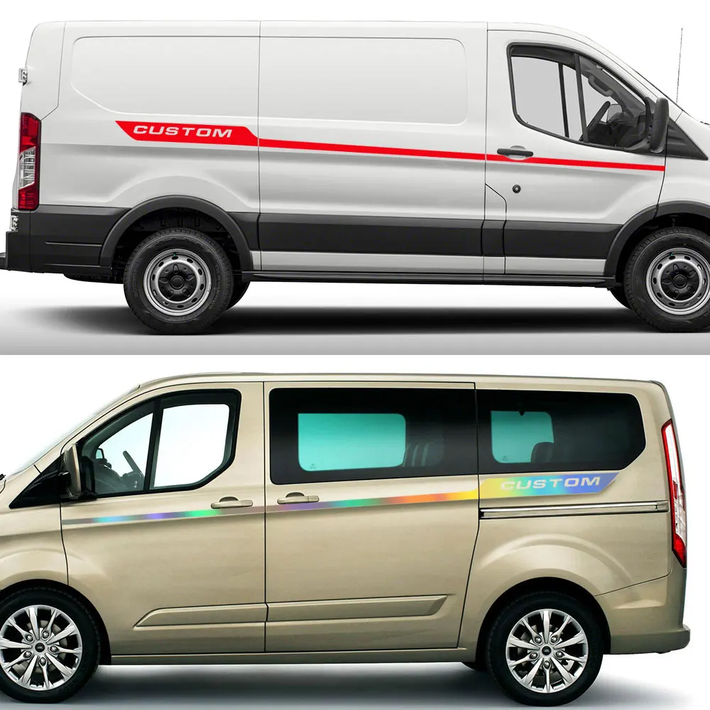 Adesivi Per Auto Per Ford Transit Tourneo Custom Camper Van Sport Stripes Graphics Vinyl 2 Pz/Lotto Decalcomanie Tuning Accessori Auto