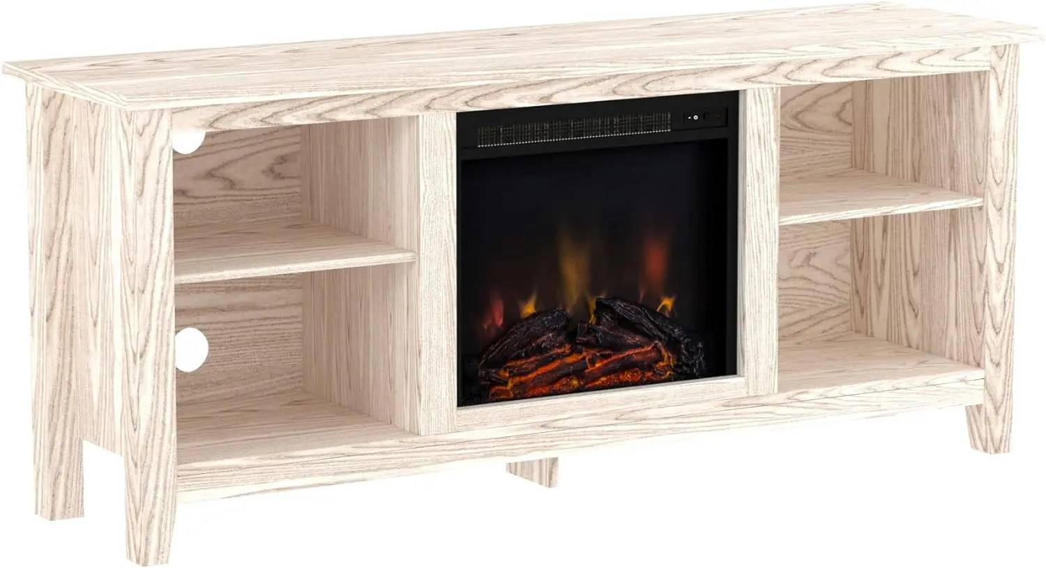 

Classic White Wash TV Console for 65 + Inch Television Fireplace Entertainment Center, 58 Inch