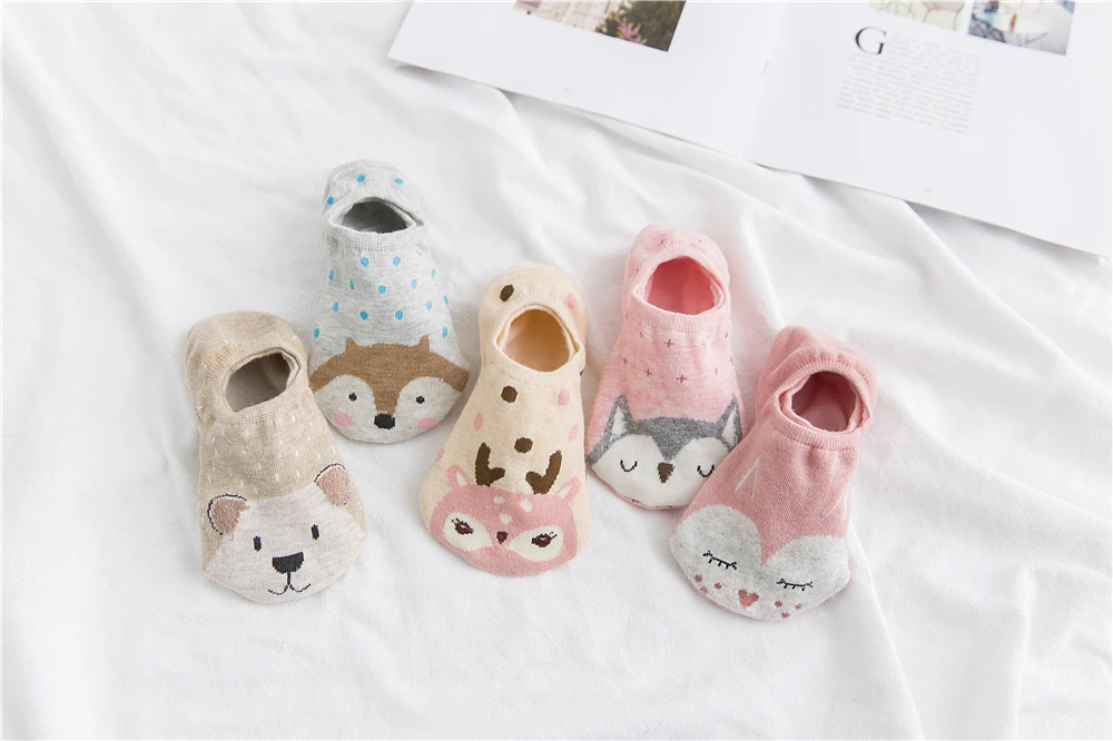 5 Paare/los Cartoon Katze Fuchs Bär Socken Niedlichen Tier Frauen Sommer Lustige Kurze Knöchel Sokken Dropship – Detail 26