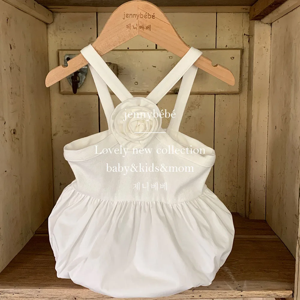 

Adorable Rose Petal Baby Romper Big Sister Dress Elegant Princess Backless Strap Dress Kids Birthday Party Ball Gown Xmas