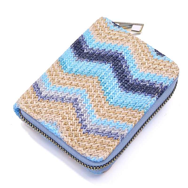 

New Style Ladies Wallet Multi-compartment Braided Short Purse with Zipper Korean Version Fresh Mini Hand Bag Female Wallets