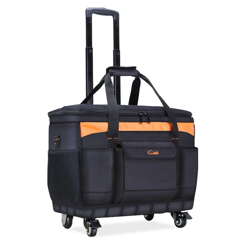 Multi-functional Oxford Cloth Repair Canvas Hardware Toolbox with Wheel Professional Electrician Woodworking Pull Rod Tool Bag