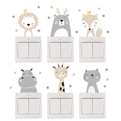 6-Piece Boho Smile Animal Wall Stickers Set - Cute Cartoon Decals for Kids' Nursery or Bedroom Decor (6pcs set)