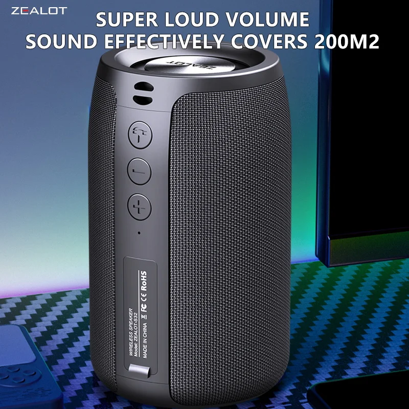 Zealot-S32 Wireless Speaker Outdoor Portable Subwoofer Speaker, Waterproof IPX 6, Dual Pairing,1800mAh Battery. 4