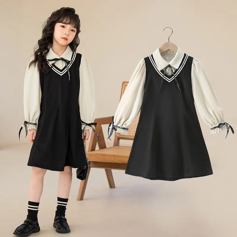 2023KoreanSpringAutumnChildrenGirlOnepieceDressToddlerGirl
