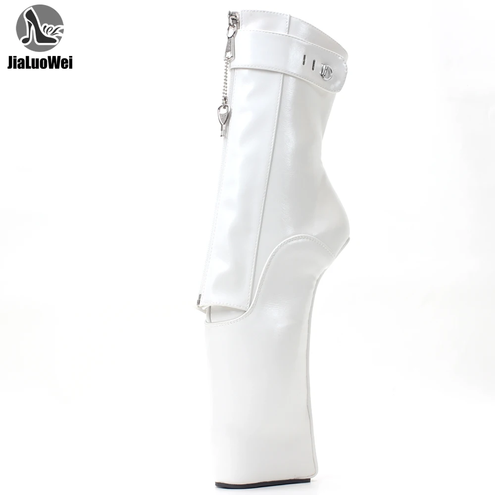 

22CM Extreme High Heel Platform Ballet Ankle High Locking Ponyplay Boots