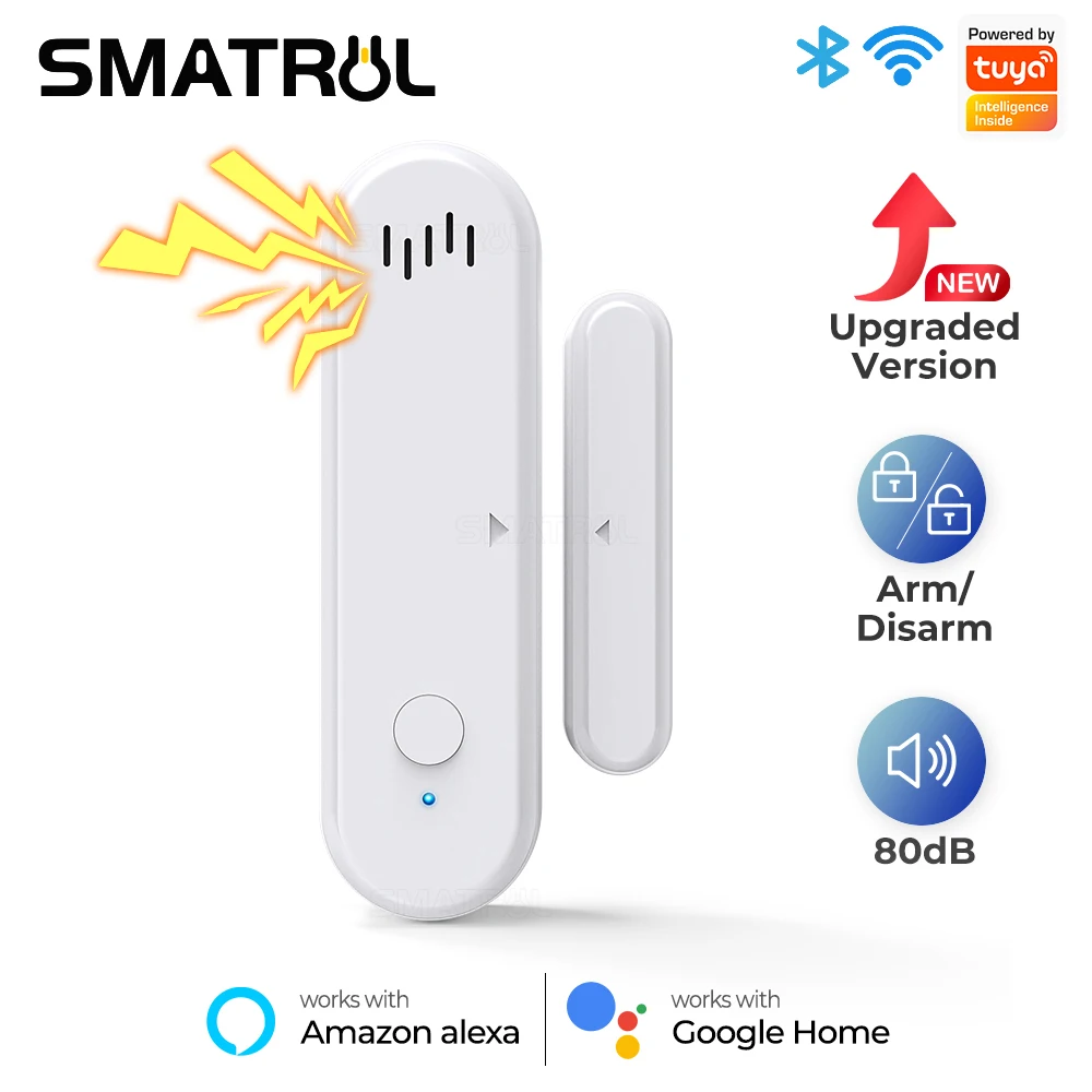 

Tuya Smart WiFi Door Window Sensor Sound WiFi Security Alarm Door Open Closed Detectors APP Remote Control Timing Arm and Disarm