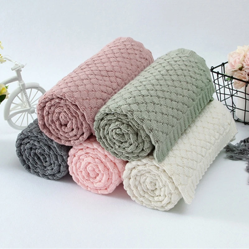 

Baby Blankets 100x80cm Knitted Newborn Boys Girls Blanket Infant Kids Stroller Bedding Basket Quilt Child Accessory