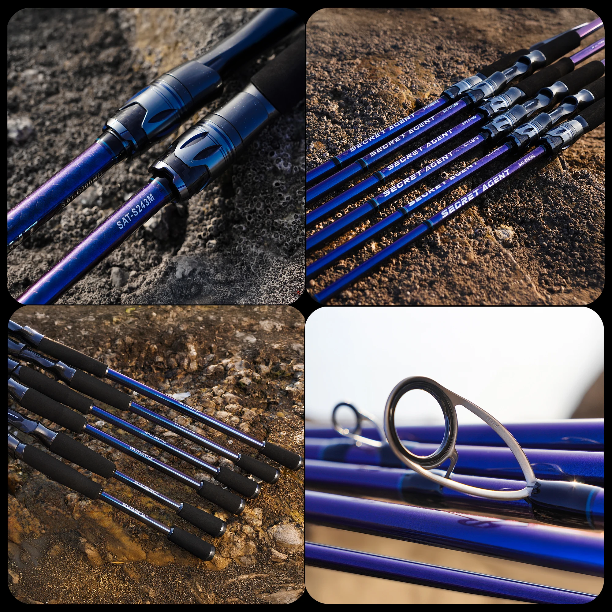 BUDEFO SECRET AGENT Köder-Angelrute 1,8m 2,4m 3,0m 30T Carbon Spinning Baitcasting FUJI Guide Reise-Köderrute 2-70g L/ML/M/MH – Detail 13