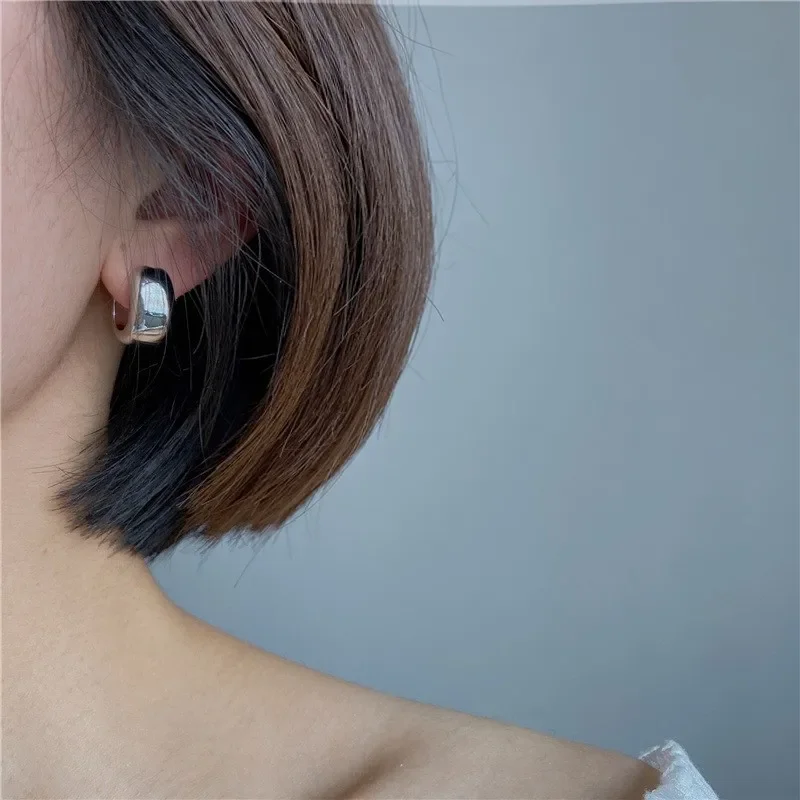 Timeless Wonder Brass Geo Hoop Earrings for Women Designe Jewelry Punk Gothic Luxury Trendy Classy Top Quality Simple Neat 6352