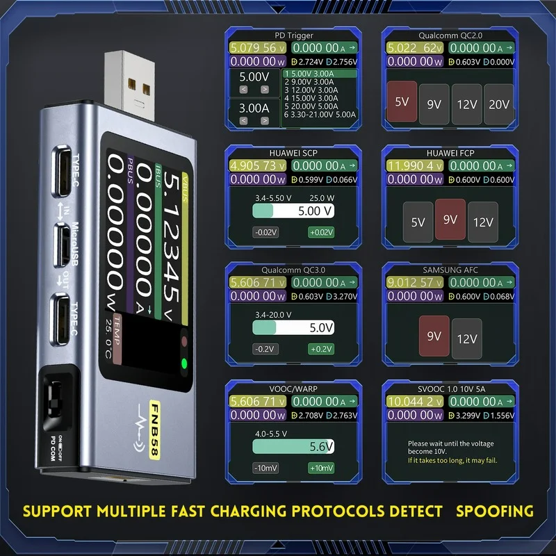 FNIRSI FNB58 FNB48 USB tester, voltmeter, ammeter, fast charge ...