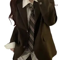 Classic Striped Retro Necktie for School and Casual Wear (Coffee Brown Stripe)