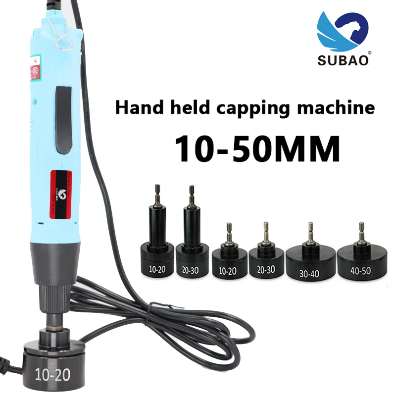 SUBAO Electric bottle cap machine hand-held bottle cap confidential sealing and packaging equipment bottle cap tightener 10-50mm shenlin hand held electromagnetic induction sealer bottle sealing machine aluminum foil capper dl500e 220v bottle cap sealer