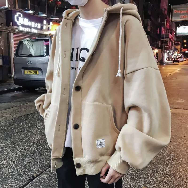 Men's Oversized Hoodie Cardigan Fce Lined Tagged Autumn Winter Faion Brand Hong Kong Sle Loose Fit Youth Casual Wear