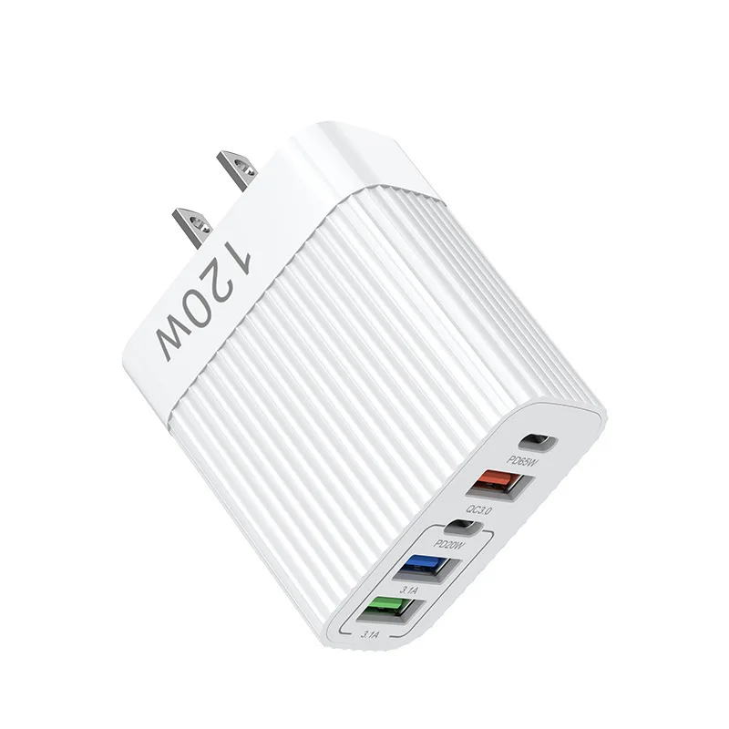 120 Вт 5-в-1 USB PD швидкий зарядний пристрій для роз'ємів USB Type C, адаптер для швидкого заряджання мобільних телефонів, адаптер для подорожей для iPhone 17, Xiaomi, Samsung