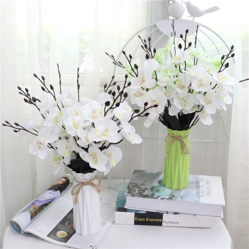 Flower Bouquet for Home Decor, Phalaenopsis Dancing Orchid, Wedding Ornaments, Plants Arrangement, Silk Floral, Wholesalers