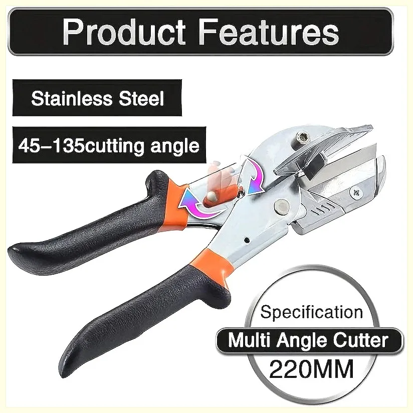 45-135도 각도 조절 가능 마이터 커터 ? 플라스틱, PVC, 몰딩 트림, 벽면 패널용 다각도 가위