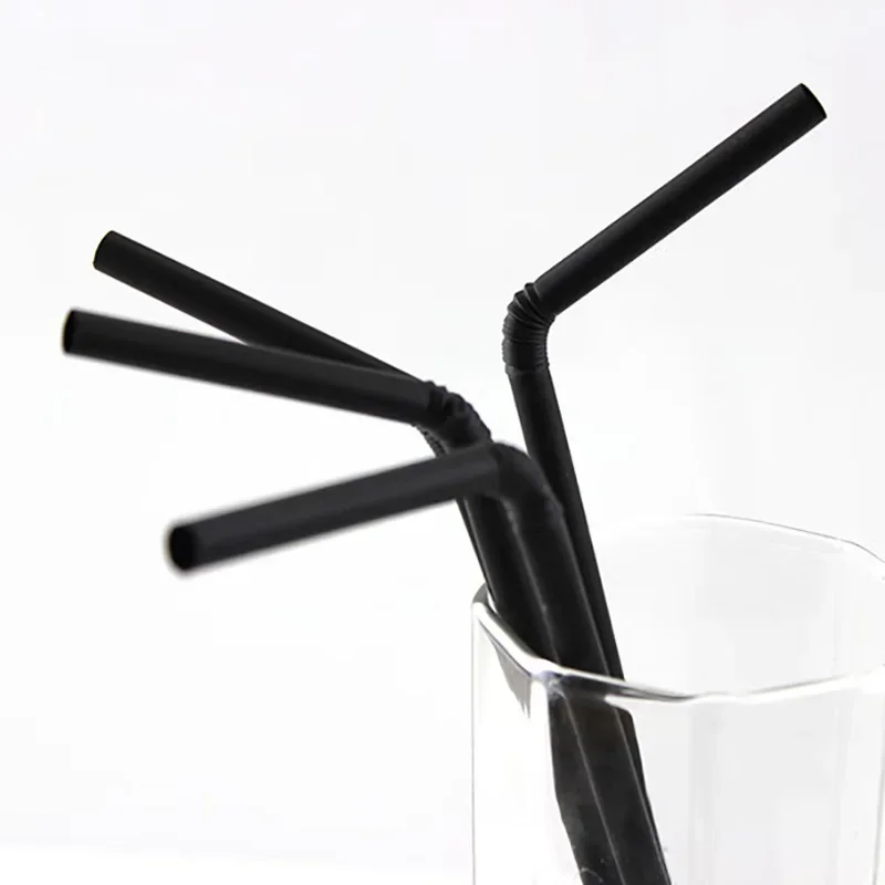 Description Picture 3 of item100Pcs Black Plastic Straws Drinking Disposable Rietjes 21cm Long Flexible Cocktail Straw For Kitchen Beverage Accessories