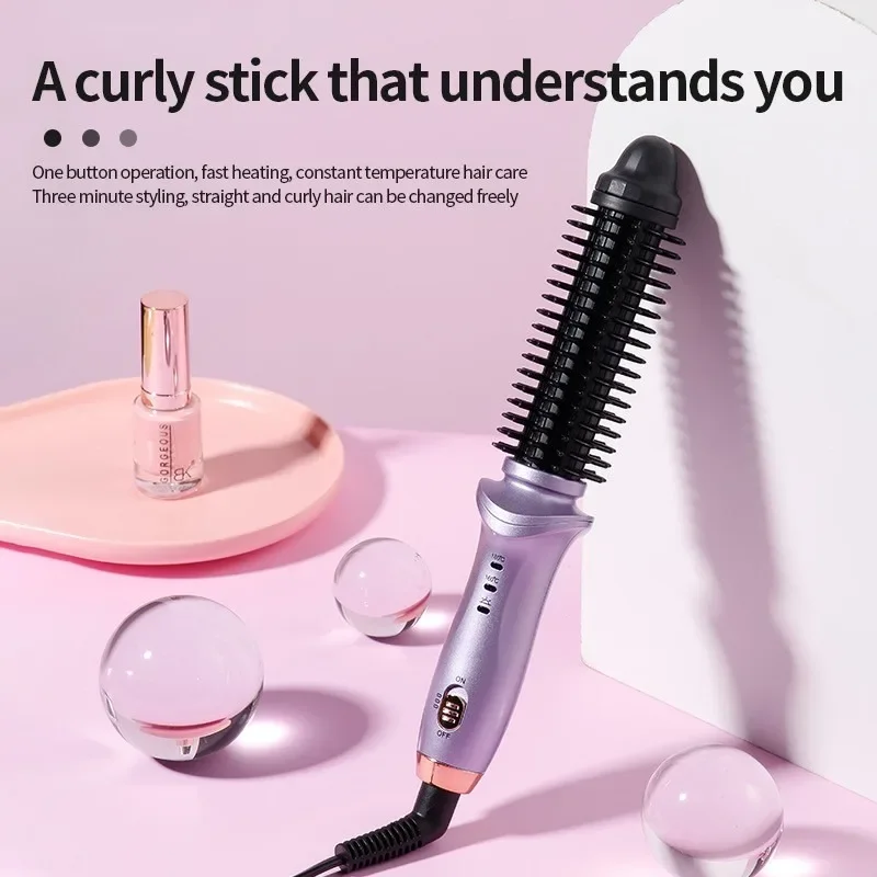Mini Hair Comb Brush Styler One Step Hair Straightener Curler Comb 2 In 1 Portable Travel Intelligent Curling Tools