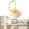1pcs Log Color Plain Wood Wooden Square Hinged Storage Boxes Craft Gifts Box Handmade Case Box Storage Organization S/M/L/XL 2