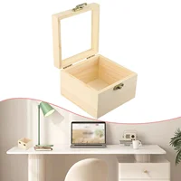 1pcs Log Color Plain Wood Wooden Square Hinged Storage Boxes Craft Gifts Box Handmade Case Box Storage Organization S/M/L/XL 2