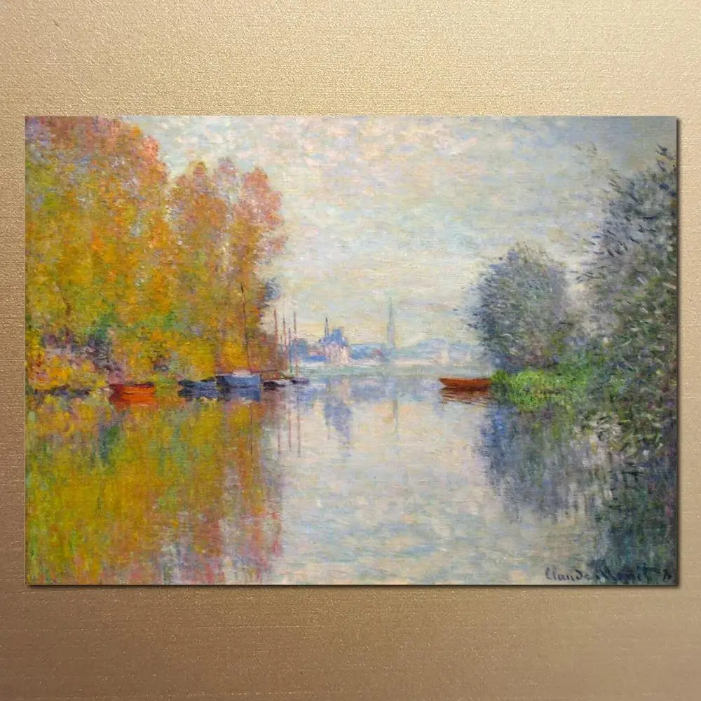 Monet Landscape Paintings Canvas Art Claude Monet Landscape Painting Handmade Oil Artwork Autumn Seine Argenteuil Modern Bedroom Wall Decor