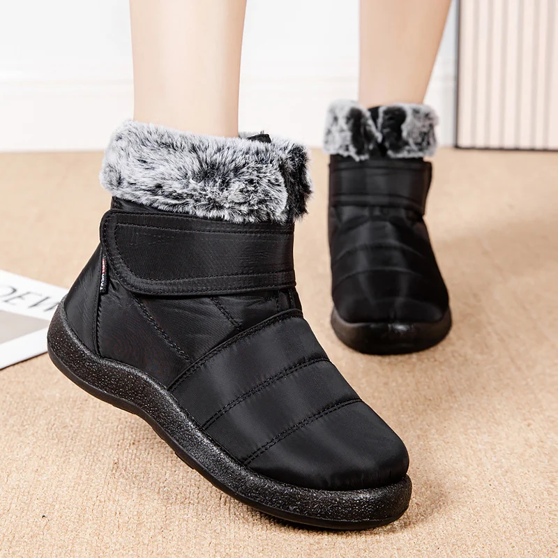Womens Waterproof Boots Made Of Looped Rabbit Fur
